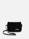 Mc2 Saint Barth Black Velvet Flap Cross-body Bag In Black