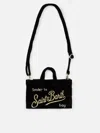 Mc2 Saint Barth Black Velvet Phone Holder Micro Bag In Black