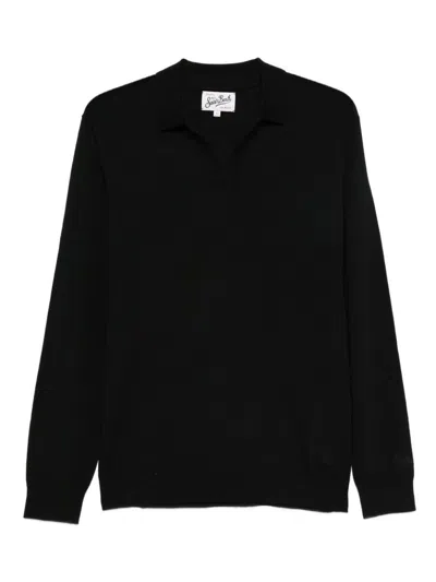 Mc2 Saint Barth Black Virgin Wool Polo