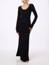 Mc2 Saint Barth Black Woman Cotton Knit Midi Dress In Black