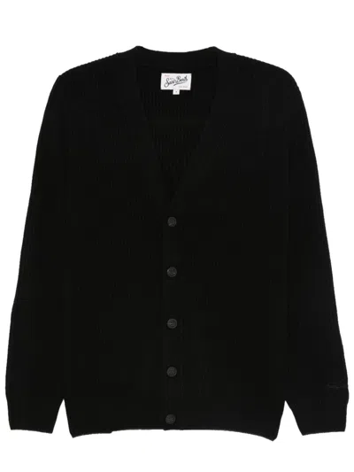 Mc2 Saint Barth Wool Cardigan In Black