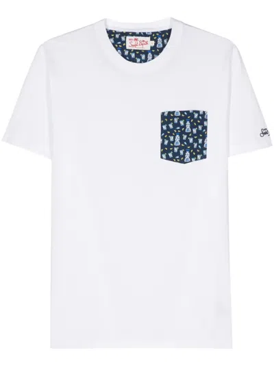 Mc2 Saint Barth Blanche Contrast-pocket T-shirt In White