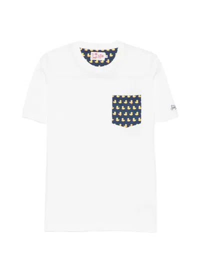 Mc2 Saint Barth Blanche Duck-print Pocket T-shirt In Black