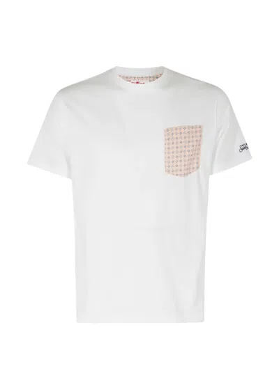 Mc2 Saint Barth Blanche Geometric-print Pocket T-shirt In White