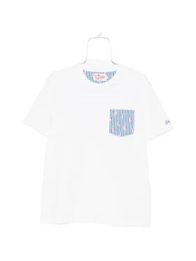 Mc2 Saint Barth Blanche Monkey-print Pocket T-shirt In White
