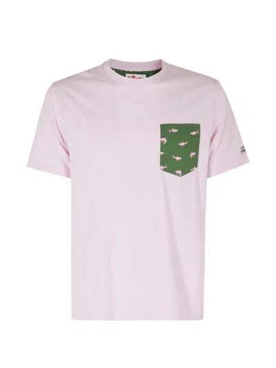 Mc2 Saint Barth Blanche Shark-print Pocket T-shirt In Pink