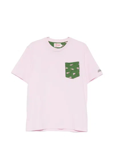 Mc2 Saint Barth Blanche Shark-print Pocket T-shirt In Pink