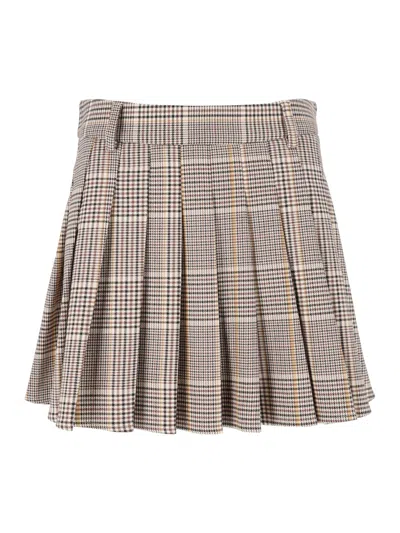 Mc2 Saint Barth Blay Flannel Mini Skirt With Tartan Pattern In Animal Print