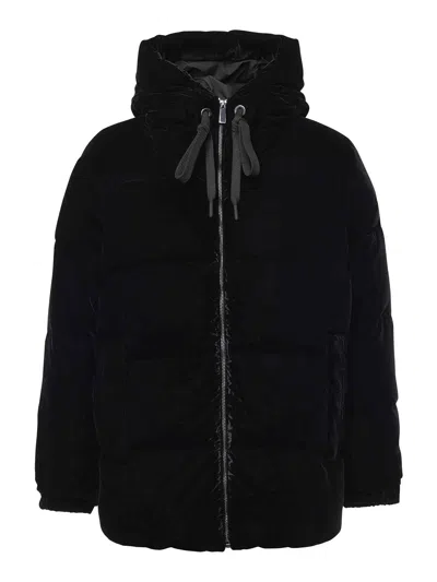 Mc2 Saint Barth Padded Jacket With Velvet Hood In Black