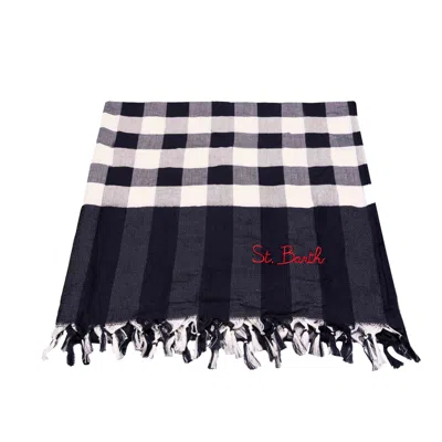 Mc2 Saint Barth Blu Big Vichy Fabric Towel In Blue