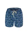 Mc2 Saint Barth Man Lightweight Fabric Swim-shorts Lighting Micro Fantasy With Gin Mare Print Gin Mare Special Editi In Blue