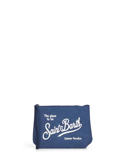 Mc2 Saint Barth Blue Aline Embroidered Clutch Bag