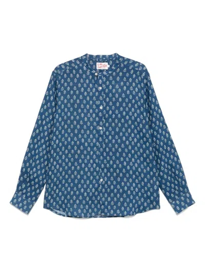 Mc2 Saint Barth Blue And White Patterned Long-sleeve Shirt