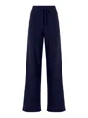 Mc2 Saint Barth Wide-leg Knit Pants With Elastic Waistband In Blue