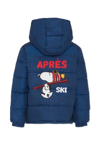 Mc2 Saint Barth Kids' Blue Down Jacket For Boy With Snoopy