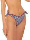 Mc2 Saint Barth Woman Ruffled Cheeky Swim Briefs With Gingham Print In Blue