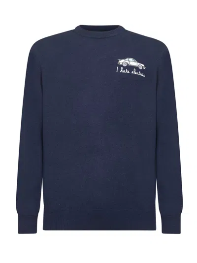 Mc2 Saint Barth Blue Heron Light Embroidered Sweater