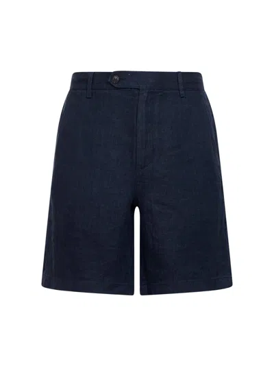 Mc2 Saint Barth Blue Herringbone Linen Sebastian Bermuda Shorts