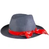 Mc2 Saint Barth Blue Jeans Paper Hat With Bandanna Print Bandeau In Red