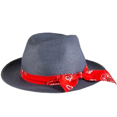 Mc2 Saint Barth Blue Jeans Paper Hat With Bandanna Print Bandeau In Red