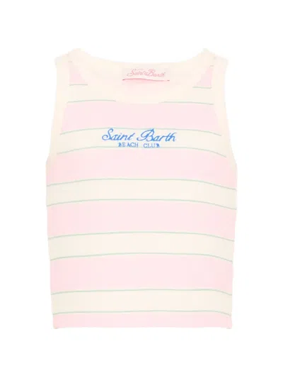 Mc2 Saint Barth Blue Jr Ribbed Tank Top In Pink