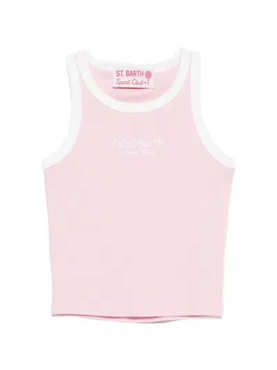 Mc2 Saint Barth Kids' Blue Jr Ribbed Top In Pink