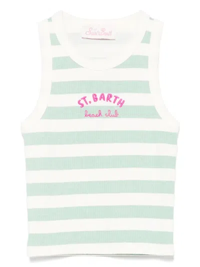 Mc2 Saint Barth Kids' Blue Jr Tank Top In White