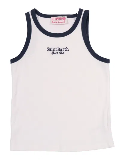 Mc2 Saint Barth Kids'  Blue Jr-rib Sb Sport Club 0161 Emb In White