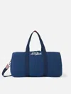 Mc2 Saint Barth Blue Linen Travel Duffle Bag Jetleg In Blue