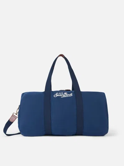 Mc2 Saint Barth Blue Linen Travel Duffle Bag Jetleg