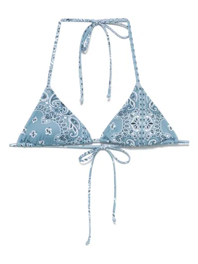 Mc2 Saint Barth Blue Paisley-print Bikini Top