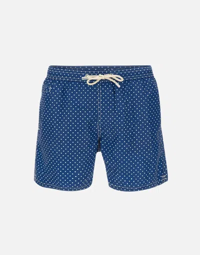 Mc2 Saint Barth Blue Polka Dot Swimsuit With Pockets