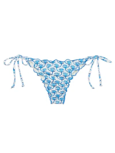 Mc2 Saint Barth Blue Printed Bikini Bottom Swimwear