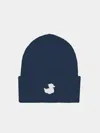 Mc2 Saint Barth Blue Ribbed Beanie With Ducky Patch Coccolebimbi Special Edition In Blue
