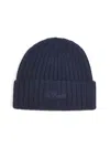 Mc2 Saint Barth Blue Ribbed Wool Wengen Beanie In Blue