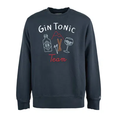 Mc2 Saint Barth Blue Soho Sweatshirt With Gin Tonic Team Embroidery