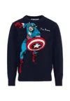 Mc2 Saint Barth Blue Sweater For Boy With Captain America In Blue