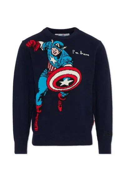 Mc2 Saint Barth Kids' Blue Sweater For Boy With Captain America