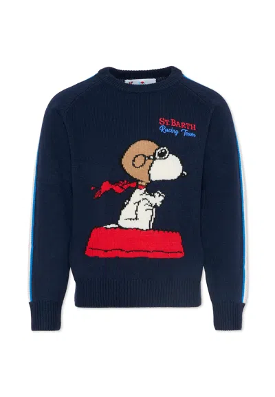 Mc2 Saint Barth Kids' Blue Sweater For Boy With Snoopy