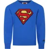 Mc2 Saint Barth Blue Sweater For Boy With Superman In Light Blue