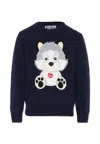 Mc2 Saint Barth Blue Sweater For Boy With Wolf In Blue