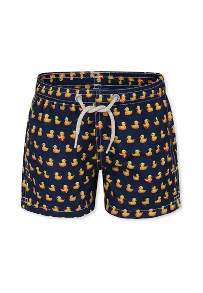 Mc2 Saint Barth Kids' Blue Swim Shorts For Boy With Duck