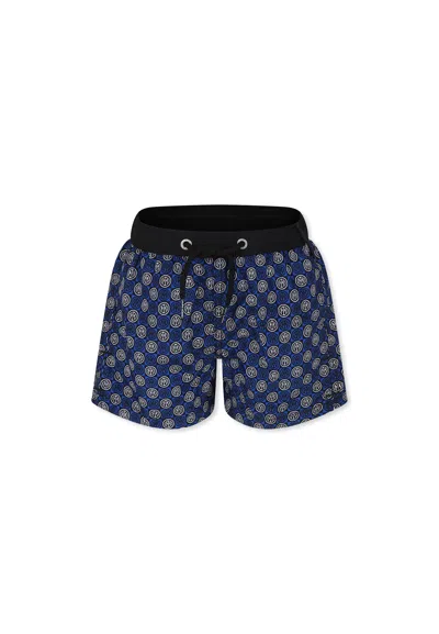 Mc2 Saint Barth Kids' Blue Swim Shorts For Boy With Inter Logo