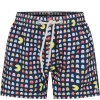 Mc2 Saint Barth Blue Swim Shorts For Boy With Pac Man Print In Blue