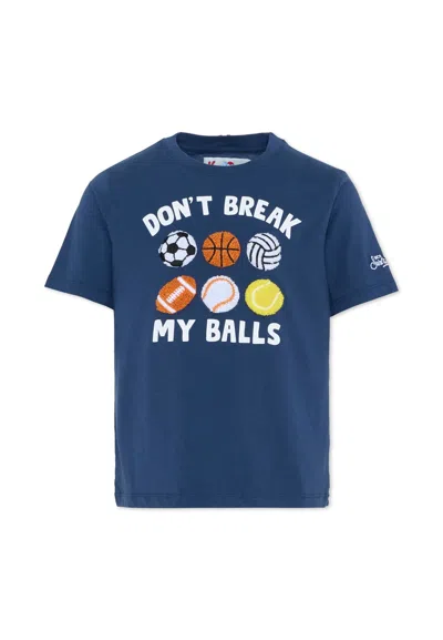Mc2 Saint Barth Kids' Blue T-shirt For Boy With Balls