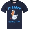 MC2 SAINT BARTH BLUE T-SHIRT FORBOY WITH PELICAN PRINT AND LOGO