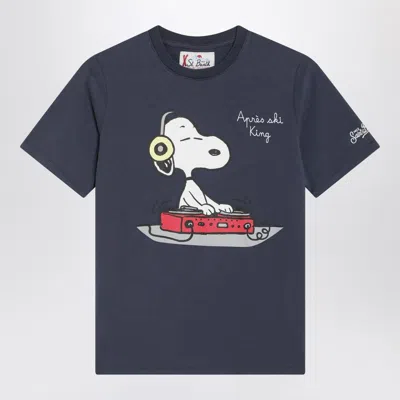 Mc2 Saint Barth Blue T-shirt With Snoopy Print In Black