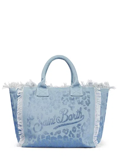 Mc2 Saint Barth Blue Vanity Cotton Fringed Shoulder Bag