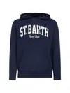 Mc2 Saint Barth Blue Wool Blend Knit Wood Hoodie In Animal Print