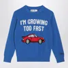 Mc2 Saint Barth Blue Wool-blend Sweater With Car In Blue